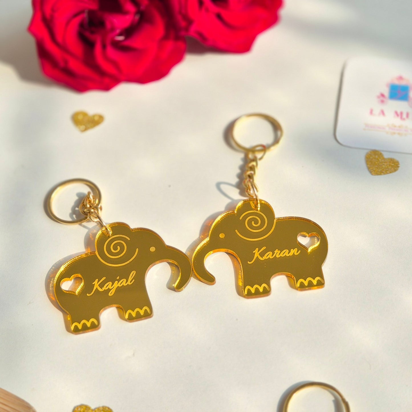 Cute Elephant Couple Keychain Set