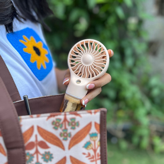 Rechargeable Handheld Mist Fan – Portable Mini USB Fan for Summer
