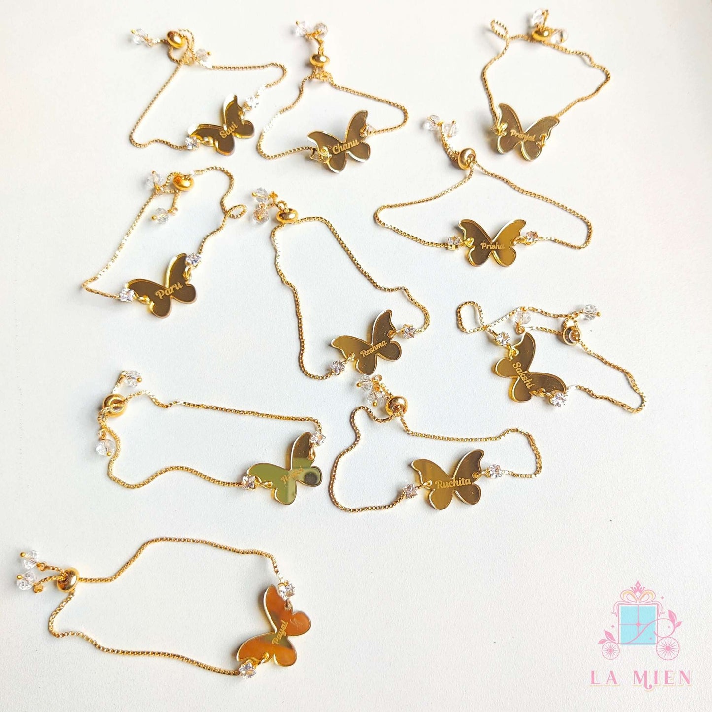Personalized Butterfly Name Rakhi Bracelet with Golden Chain