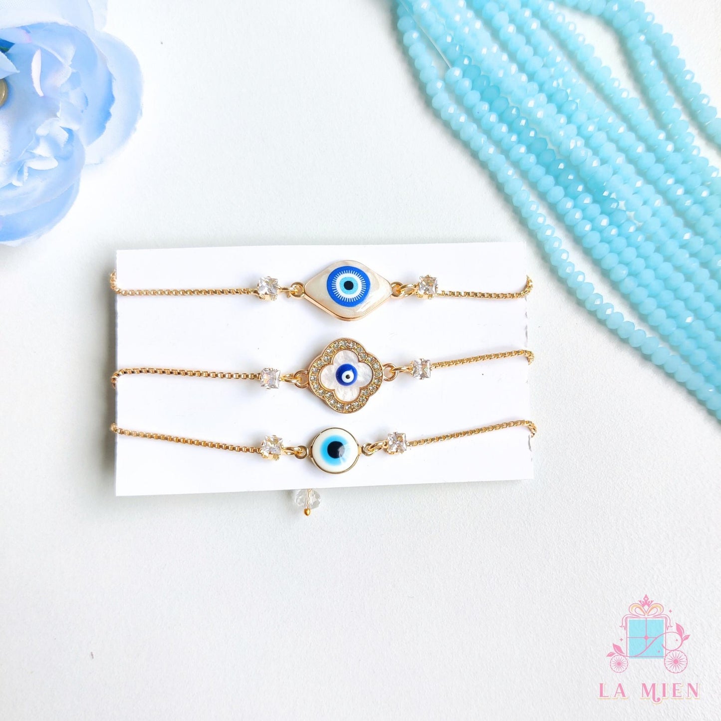 Evil Eye Rakhi Bracelet for Sister – Adjustable Gold Chain