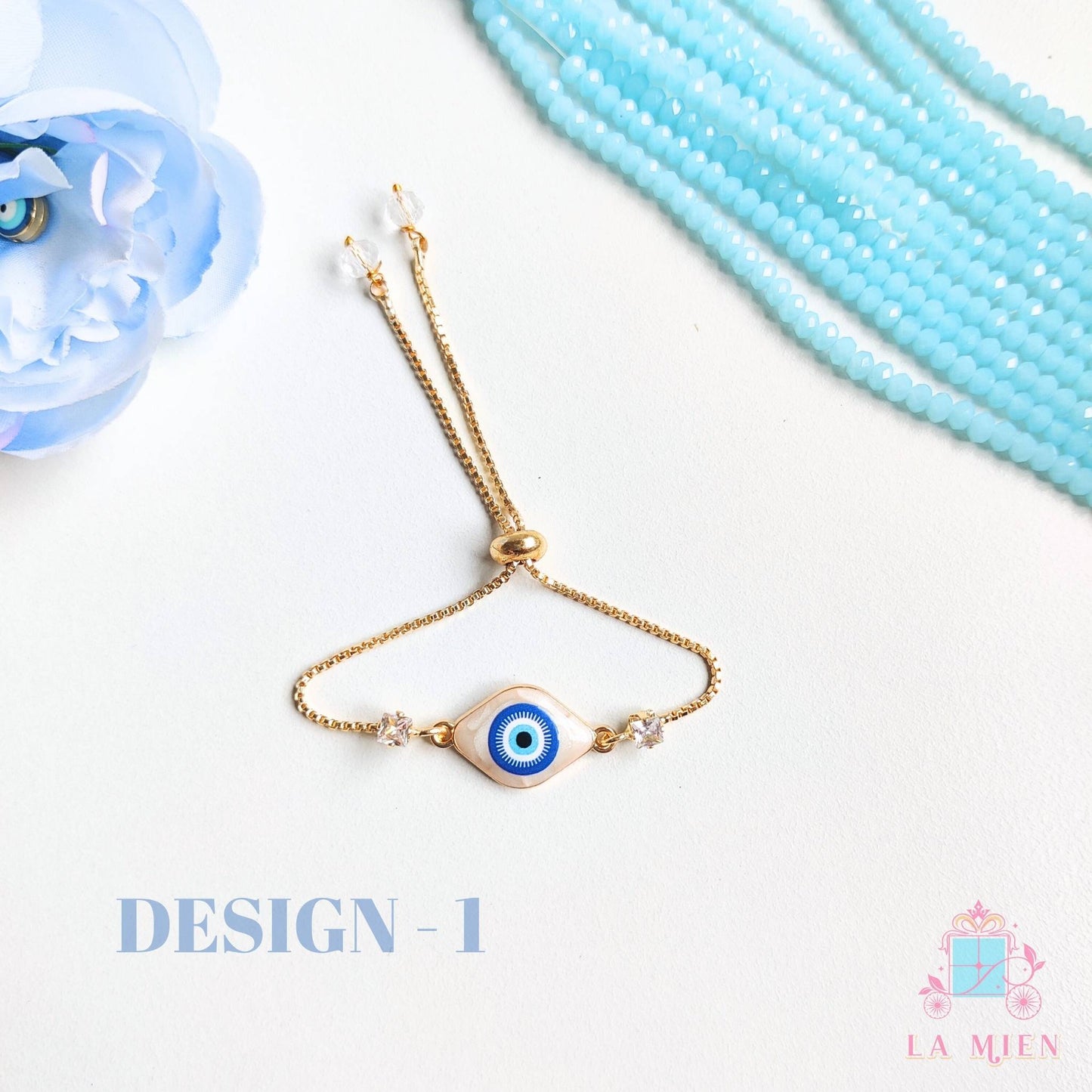 Evil Eye Rakhi Bracelet for Sister – Adjustable Gold Chain