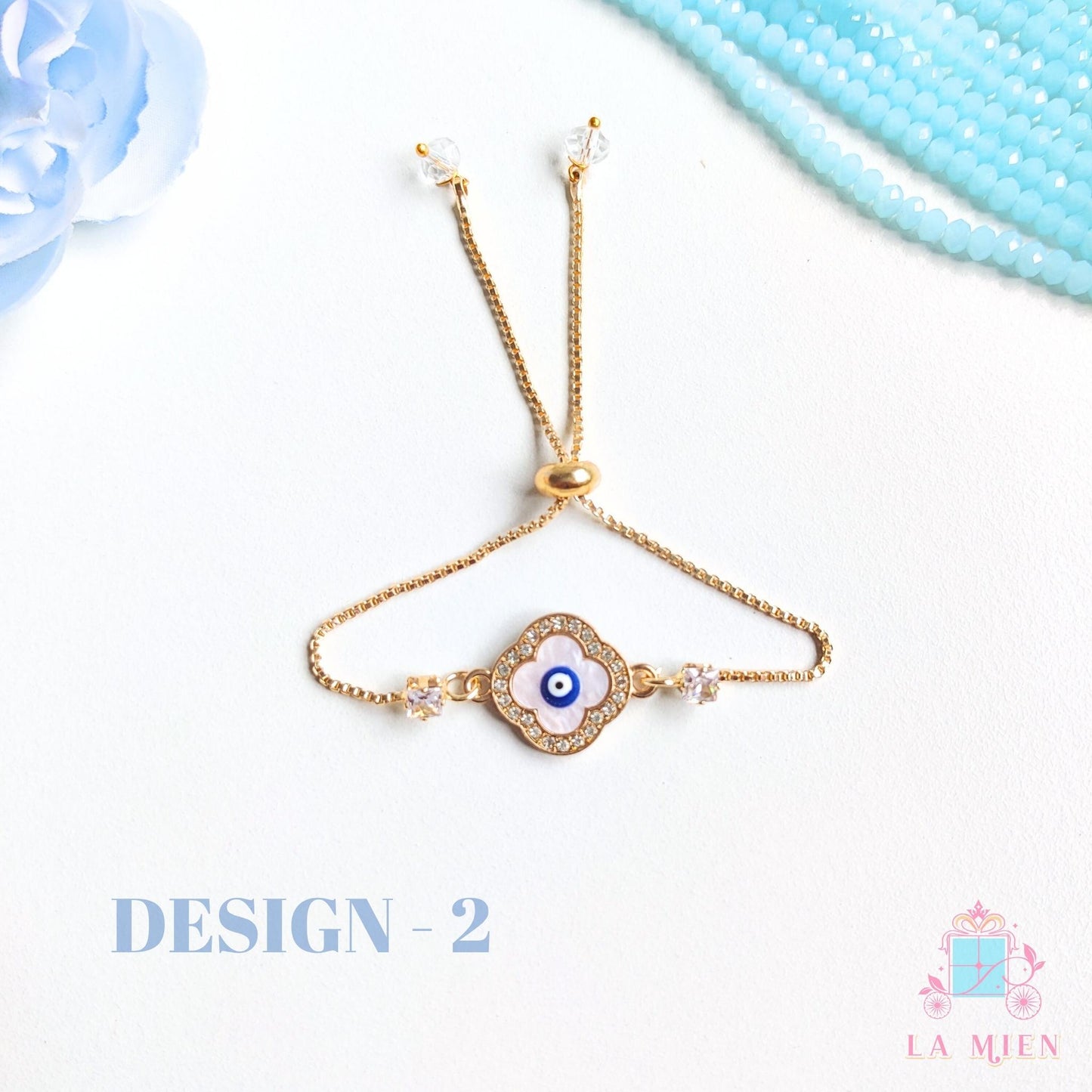 Evil Eye Rakhi Bracelet for Sister – Adjustable Gold Chain