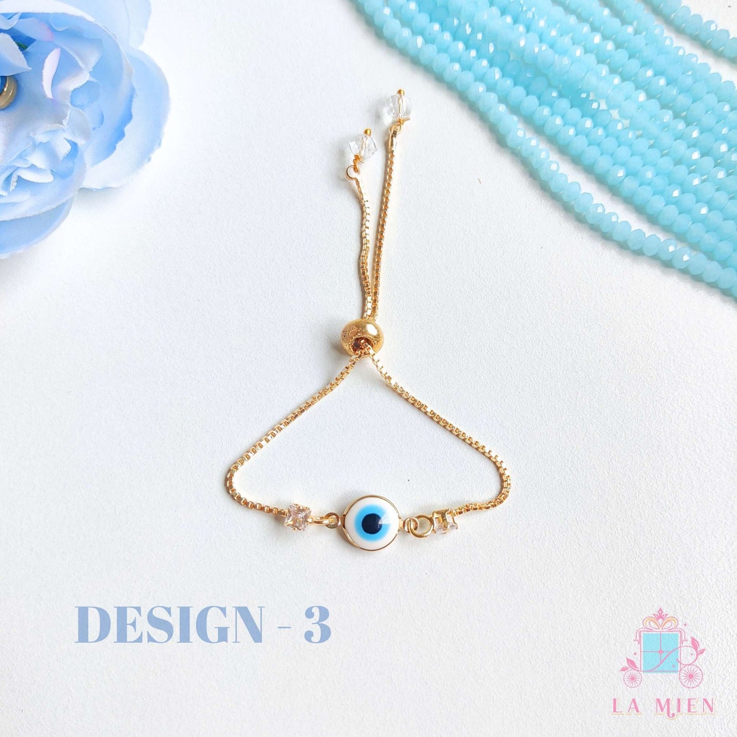 Evil Eye Rakhi Bracelet for Sister – Adjustable Gold Chain