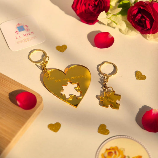 Heart Puzzle Keychain Set