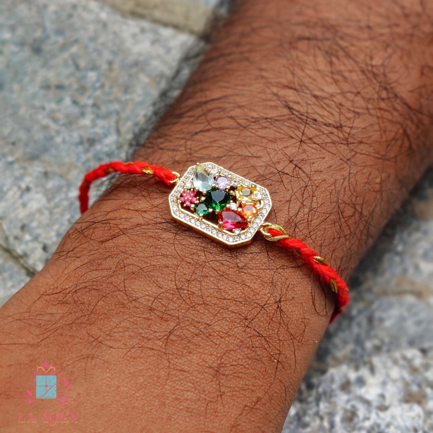 Navagraha Rakhi with 9 Gemstones – Spiritual Navratna Rakhi