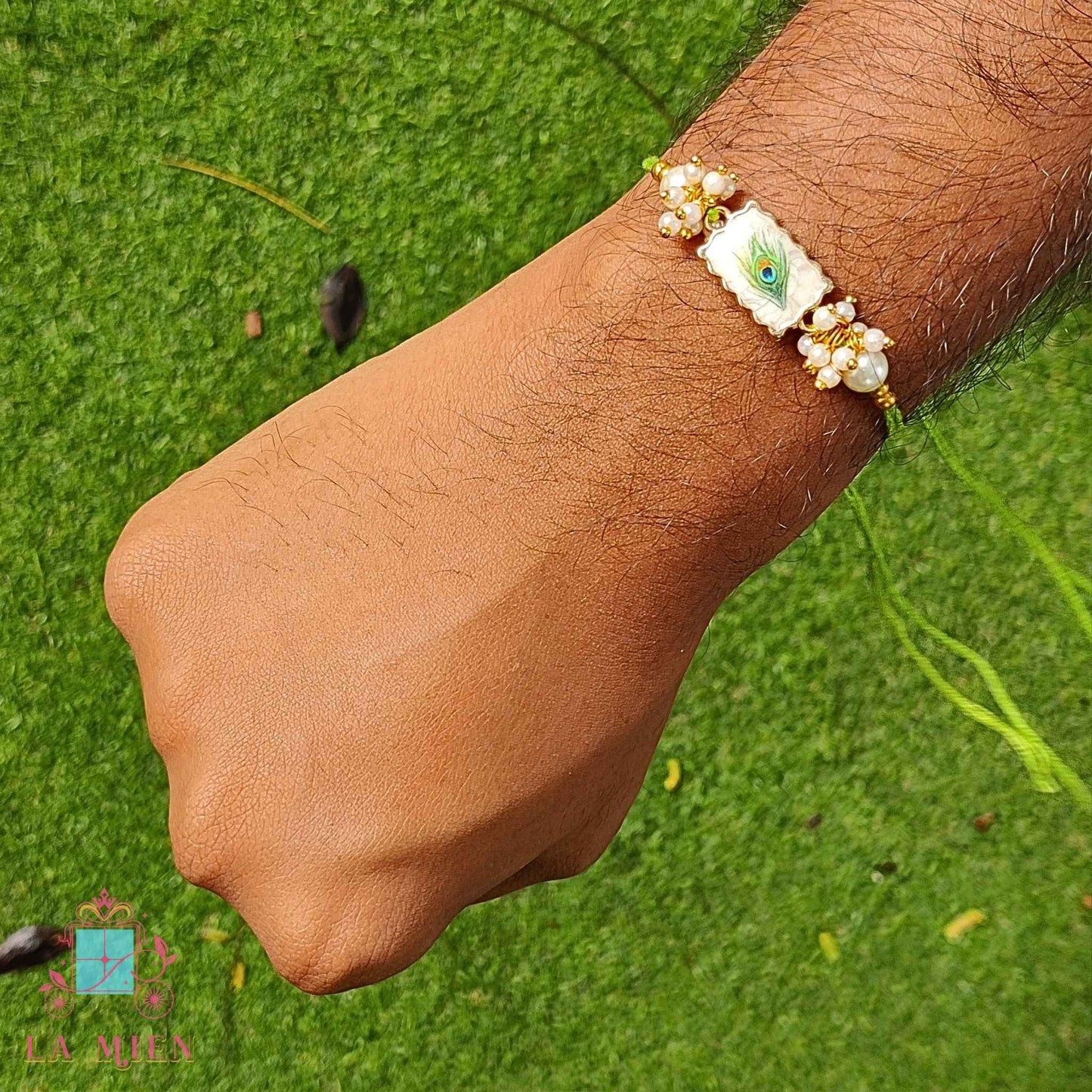 Handmade Peacock Feather Rakhi