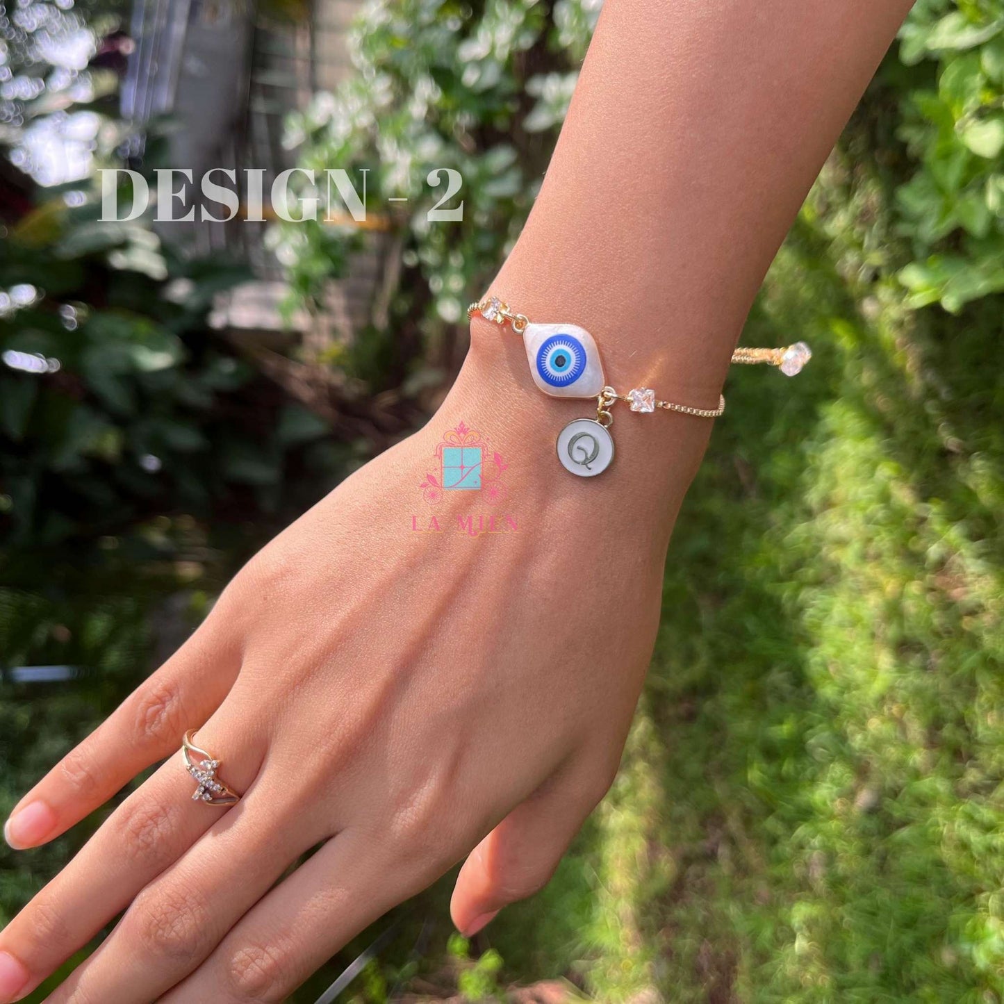 Personalized Bhaiya Bhabhi / Brother Sister Evil Eye Rakhi Bracelet Set