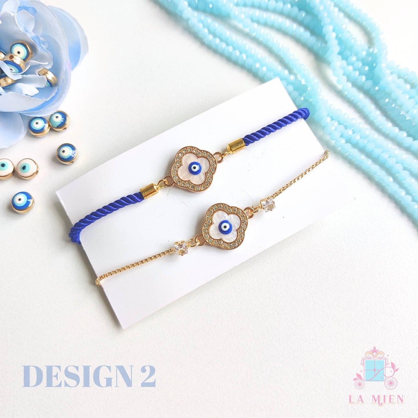 Bhaiya Bhabhi / Brother Sister Evil Eye Rakhi Bracelet Set