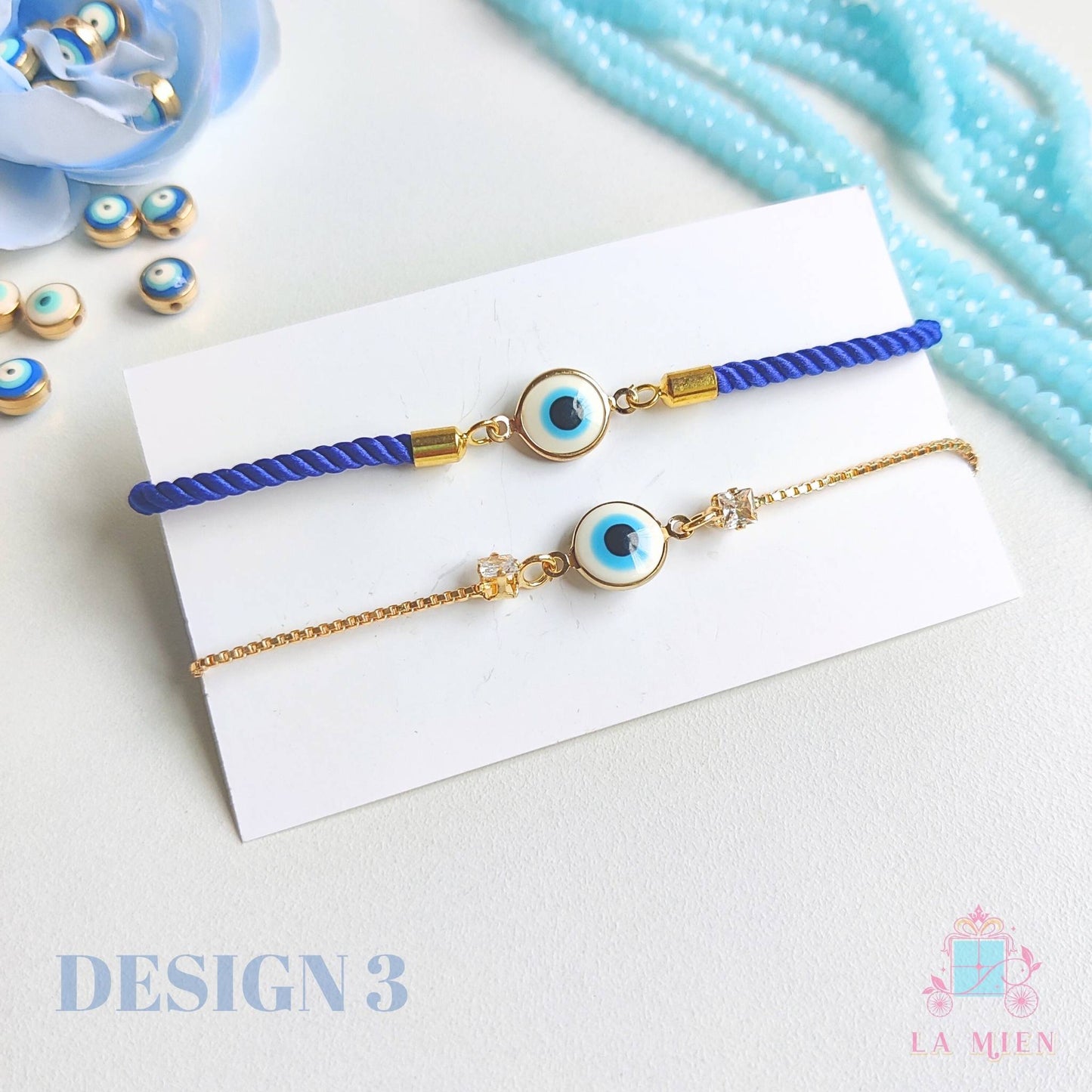 Bhaiya Bhabhi / Brother Sister Evil Eye Rakhi Bracelet Set