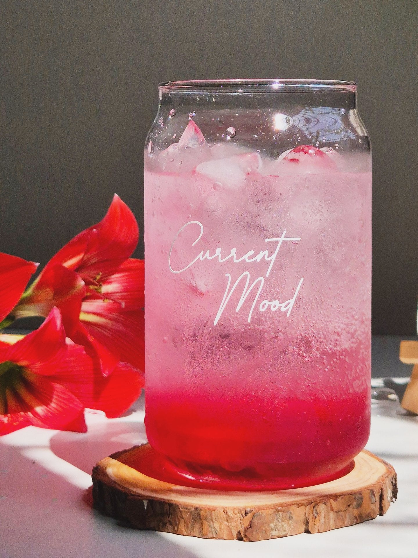 Current Mood - Can Glass Tumbler with Lid & Straw