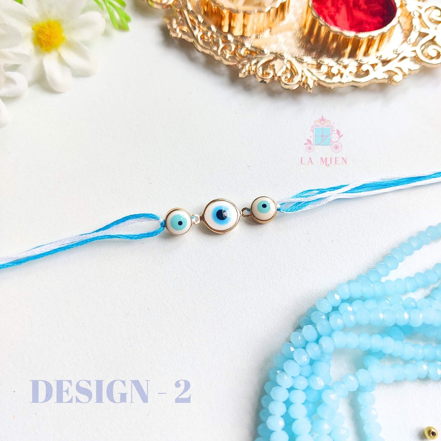 design 2 of evil eye charm rakhi bracelet