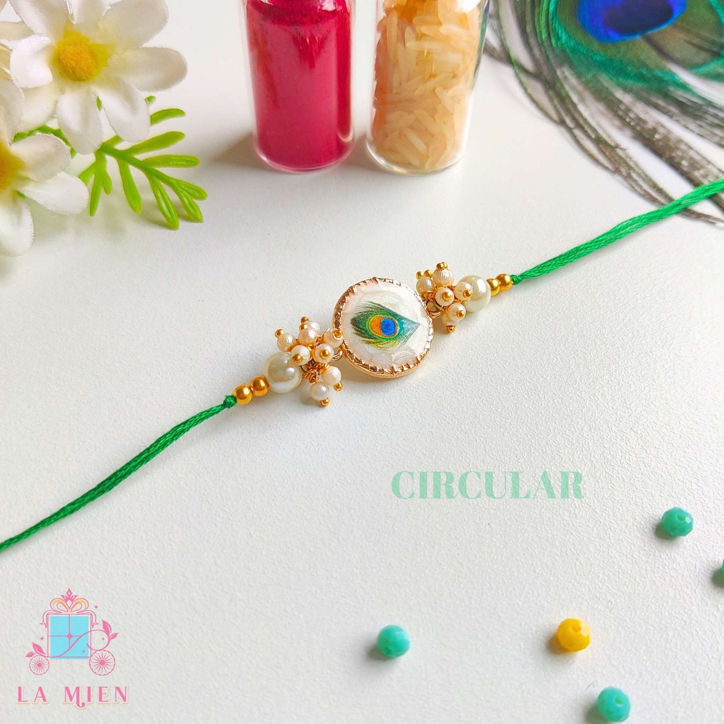 Handmade Peacock Feather Rakhi