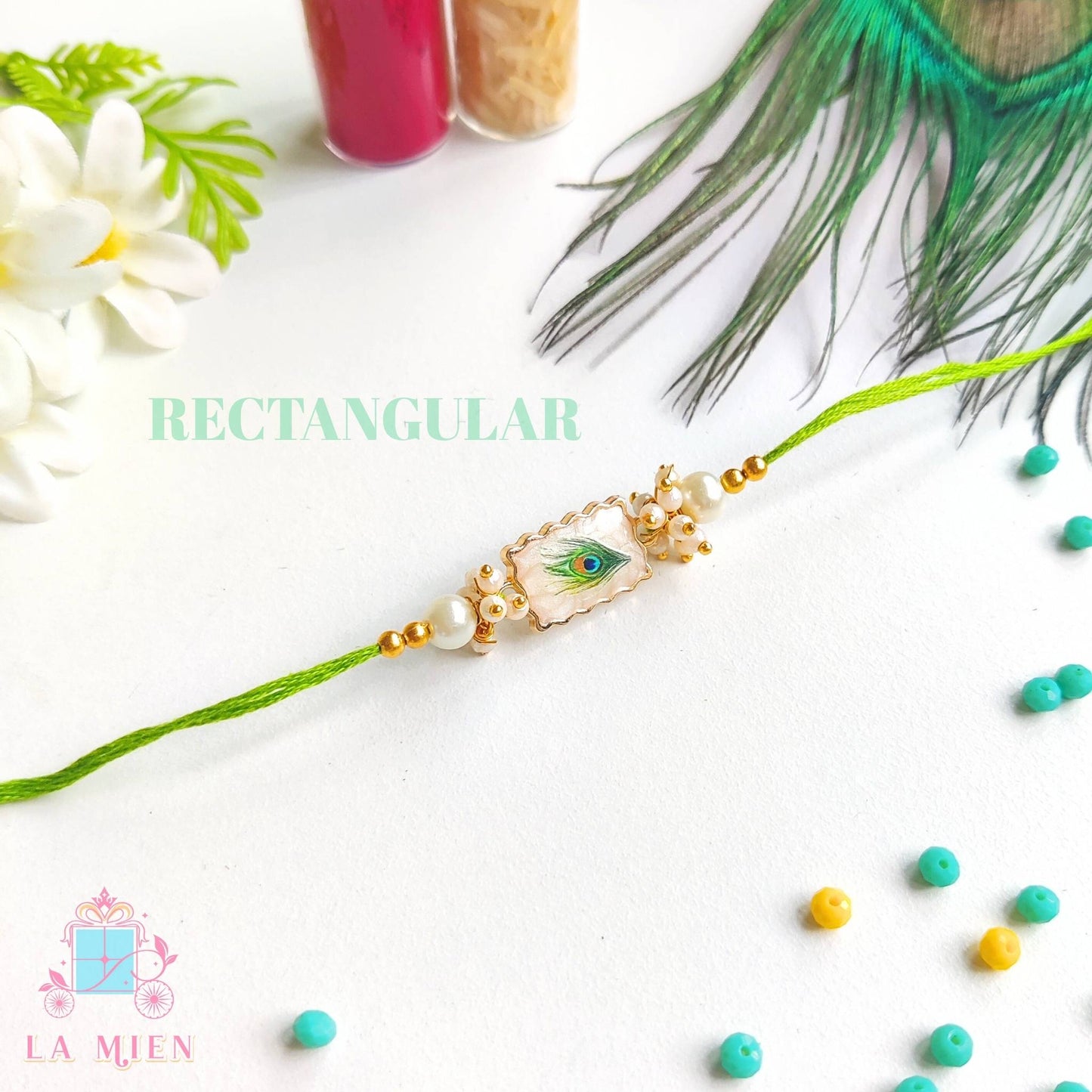 Handmade Peacock Feather Rakhi
