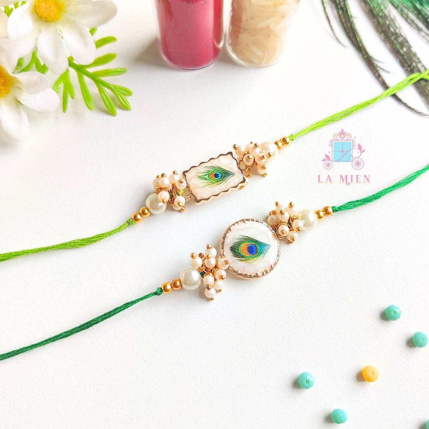 Handmade Peacock Feather Rakhi