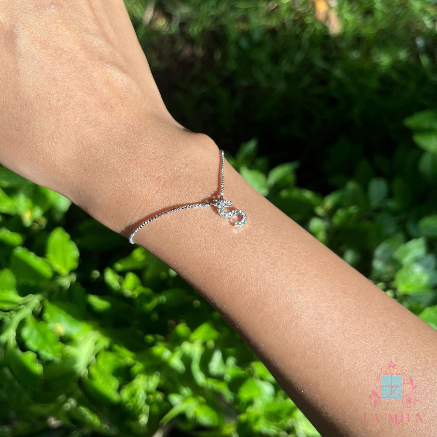 custom initials silver rakhi with anti tarnish chain