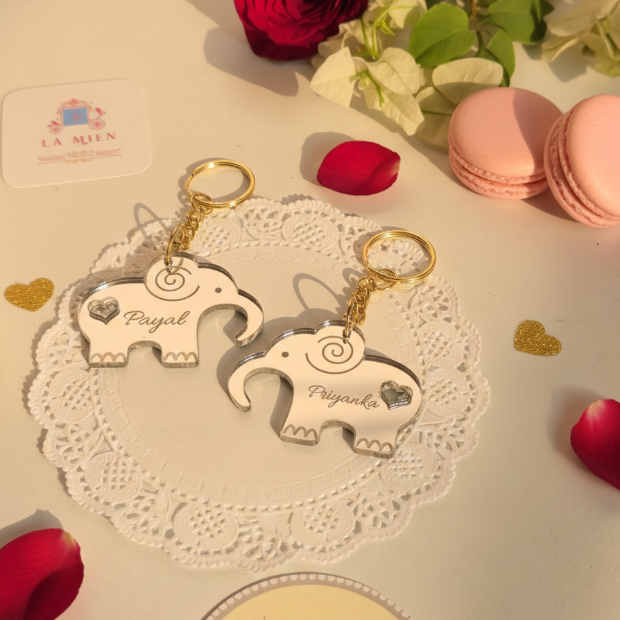 Cute Elephant Couple Keychain Set