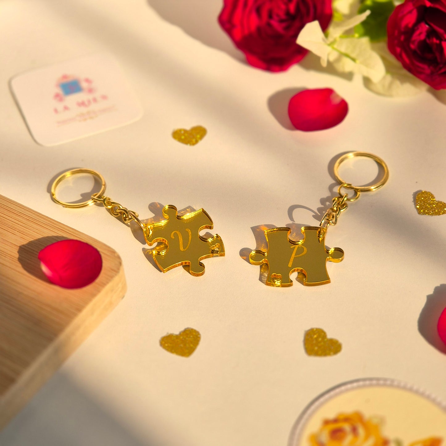 Personalized Puzzle Keychain Set - Luxe Shine