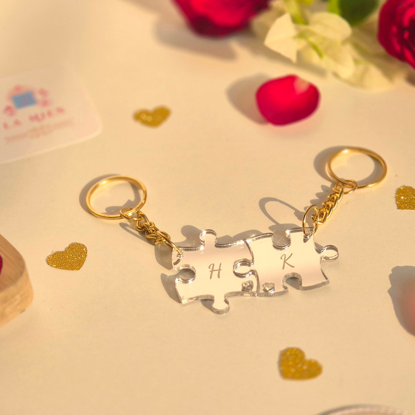 Personalized Puzzle Keychain Set - Luxe Shine