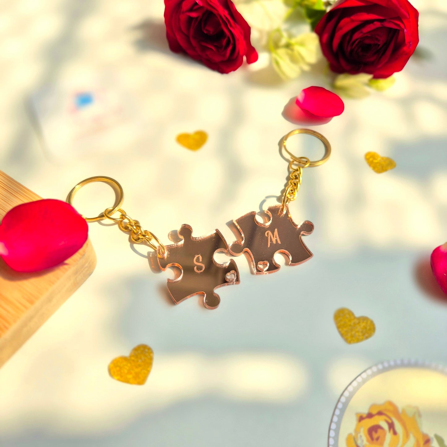 Personalized Puzzle Keychain Set - Luxe Shine