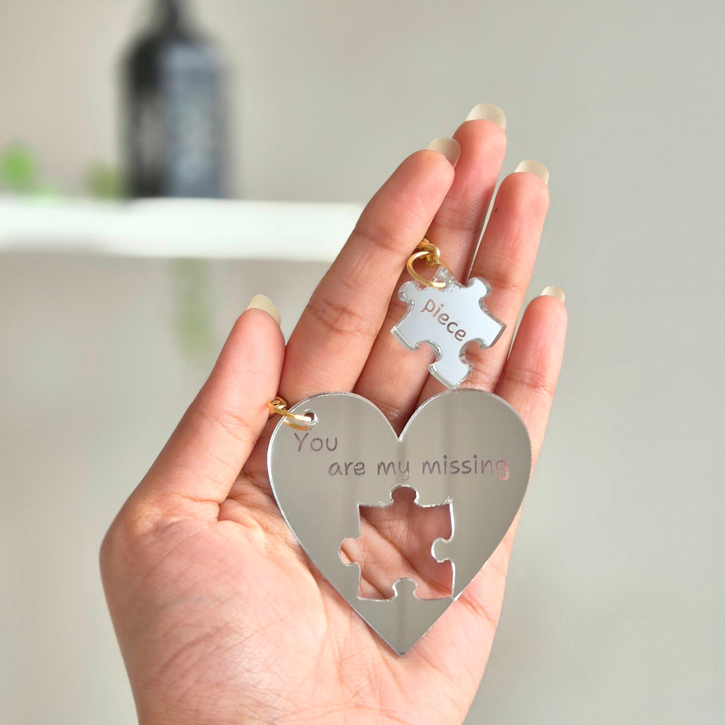 Heart Puzzle Keychain Set