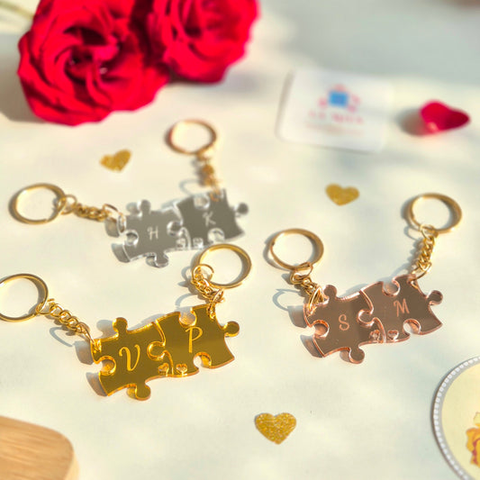 Personalized Puzzle Keychain Set - Luxe Shine