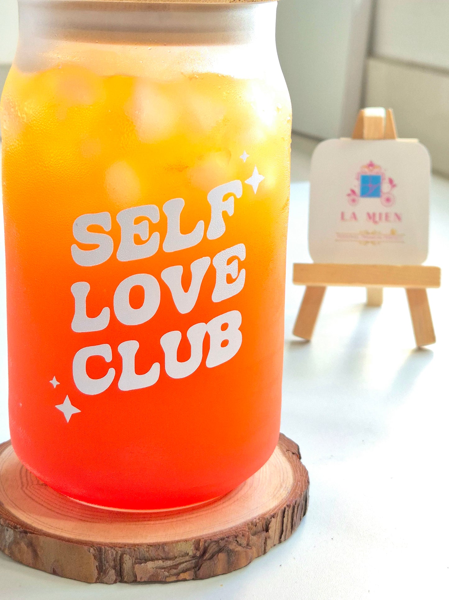 Self Love Club - Can Glass Tumbler with Lid & Straw