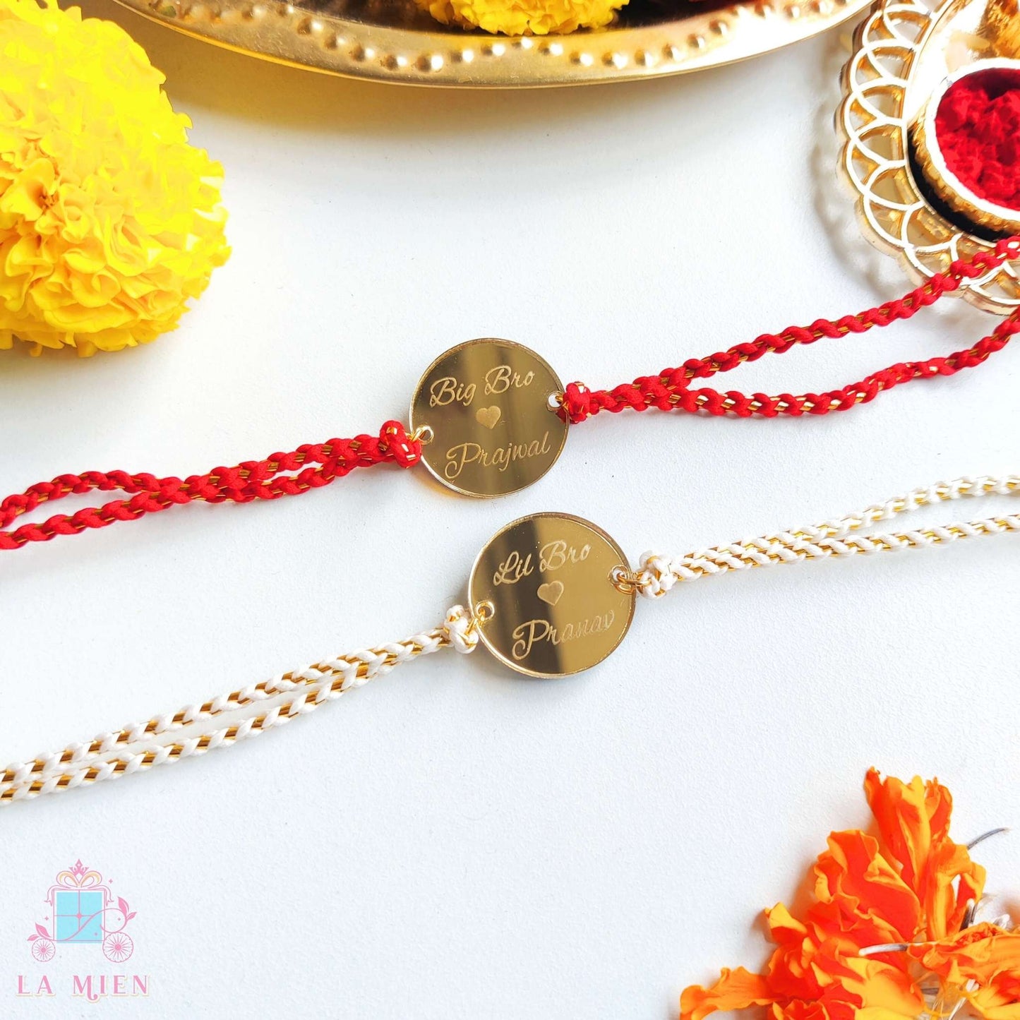 Personalized Big Bro / Lil Bro Acrylic Rakhi – Custom Name Raksha Bandhan Bracelet