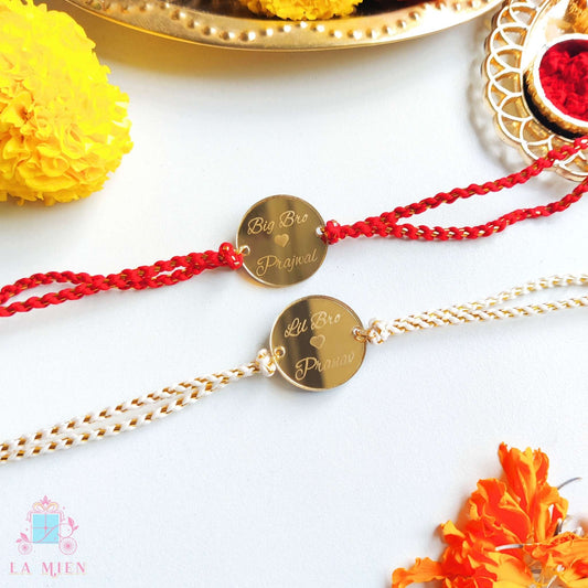 Personalized Big Bro / Lil Bro Acrylic Rakhi – Custom Name Raksha Bandhan Bracelet