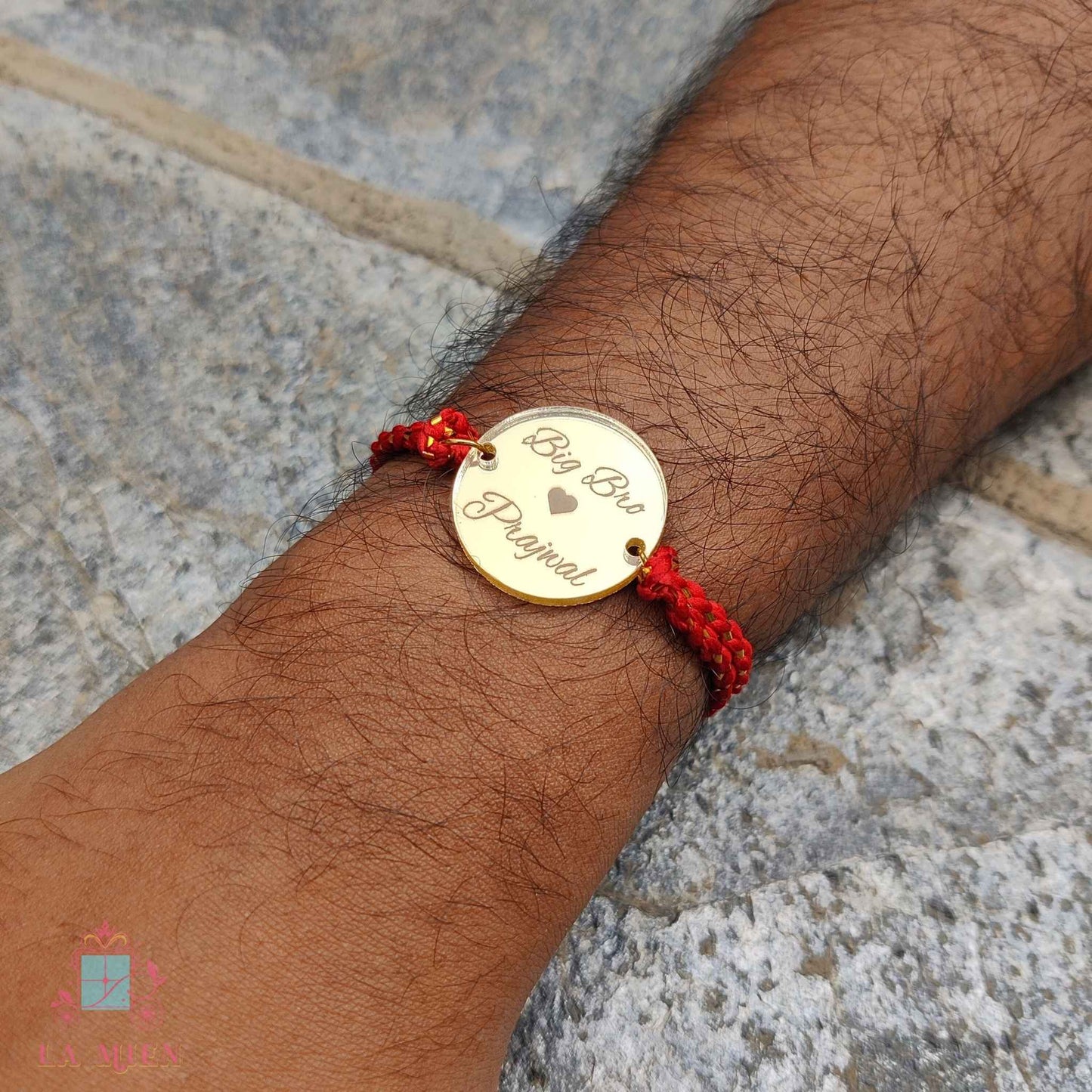 Personalized Big Bro / Lil Bro Acrylic Rakhi – Custom Name Raksha Bandhan Bracelet