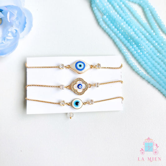Evil Eye Rakhi Bracelet for Sister – Adjustable Gold Chain