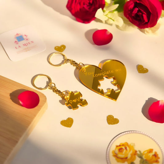 Personalized Heart Puzzle - Keychain Set