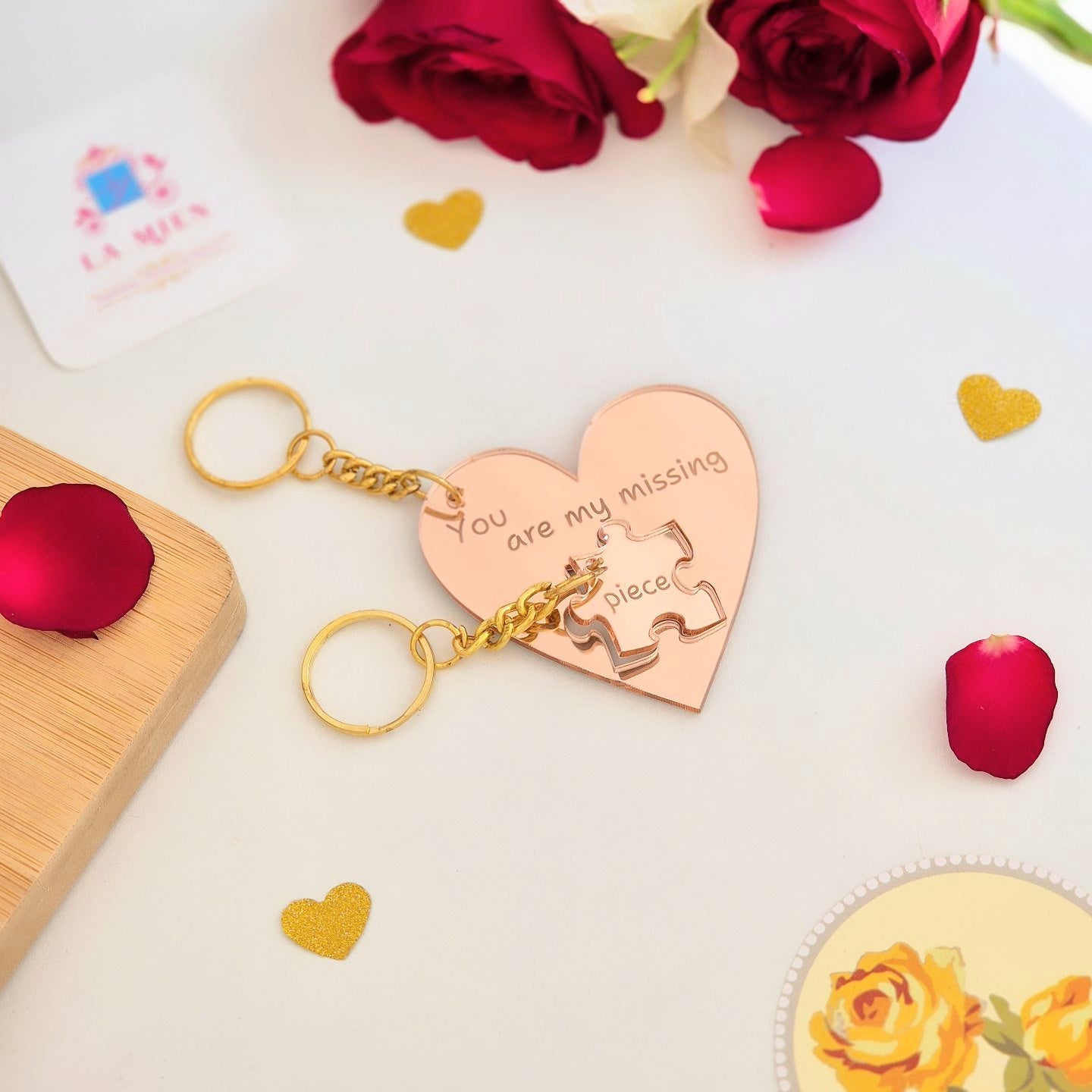 Heart Puzzle Keychain Set