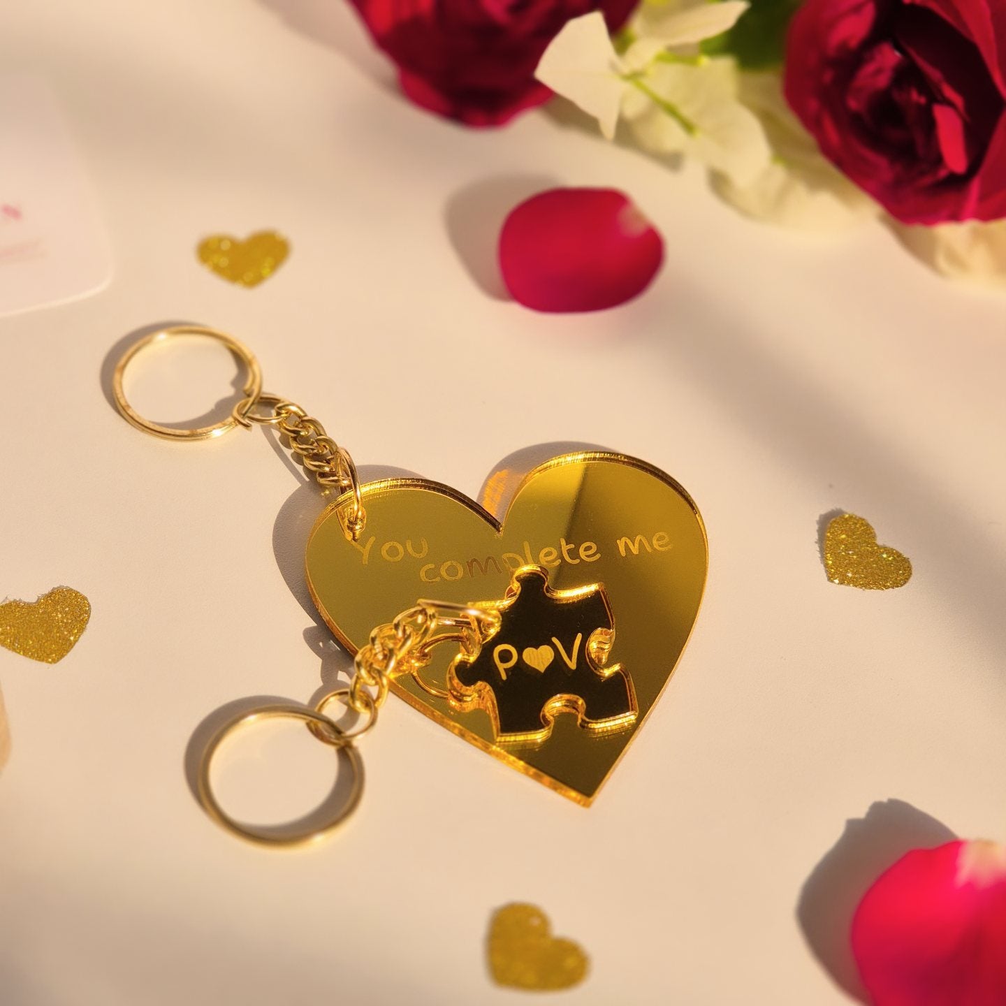 Personalized Heart Puzzle - Keychain Set