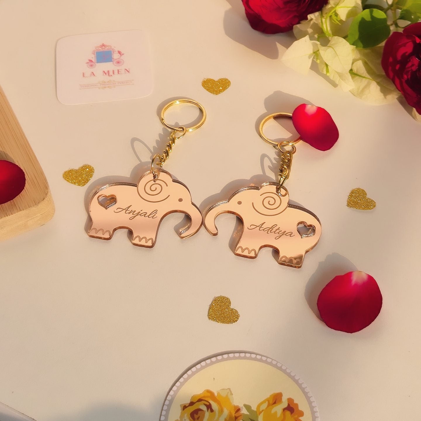 Cute Elephant Couple Keychain Set