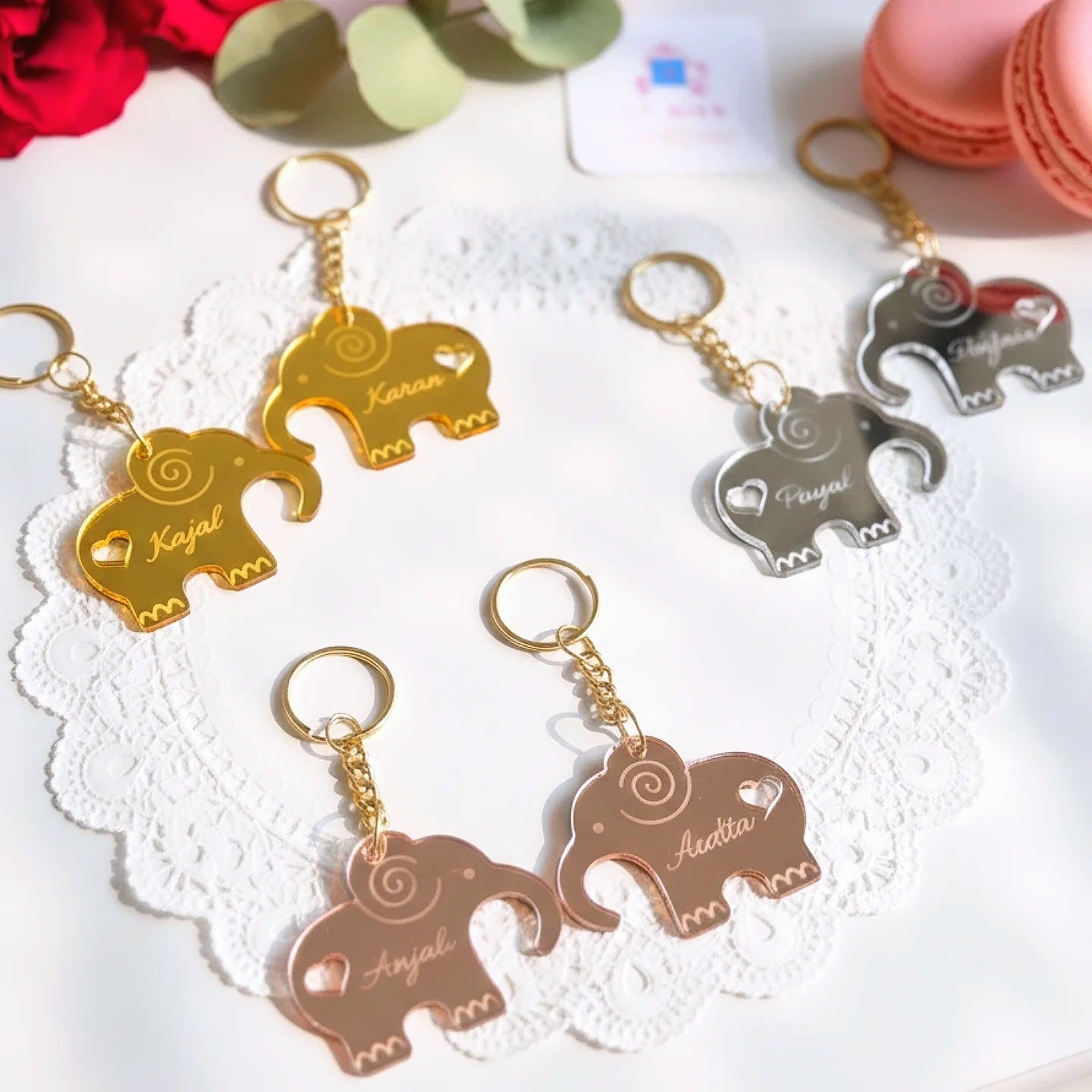 Cute Elephant Couple Keychain Set