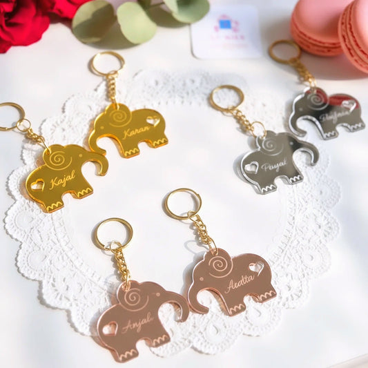 Cute Elephant Couple Keychain Set
