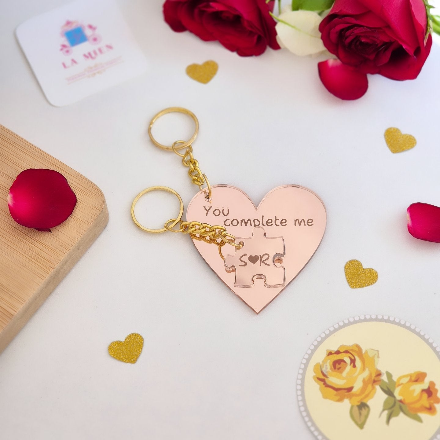 Personalized Heart Puzzle - Keychain Set