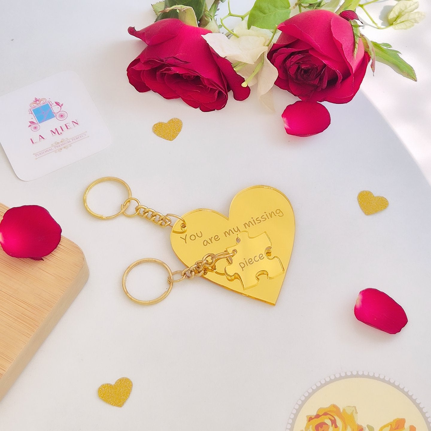 Heart Puzzle Keychain Set