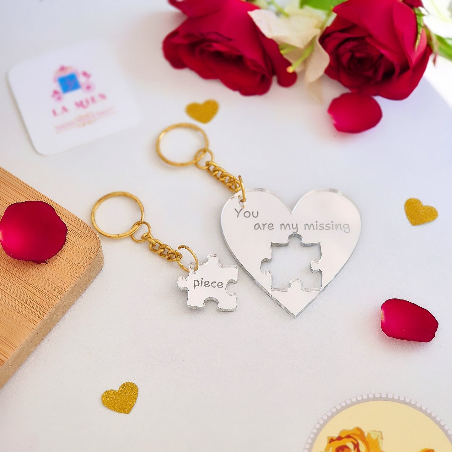 Heart Puzzle Keychain Set
