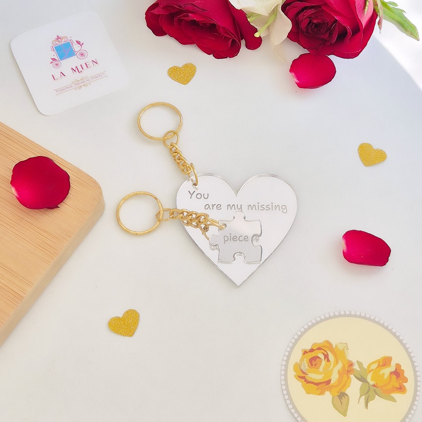 Heart Puzzle Keychain Set