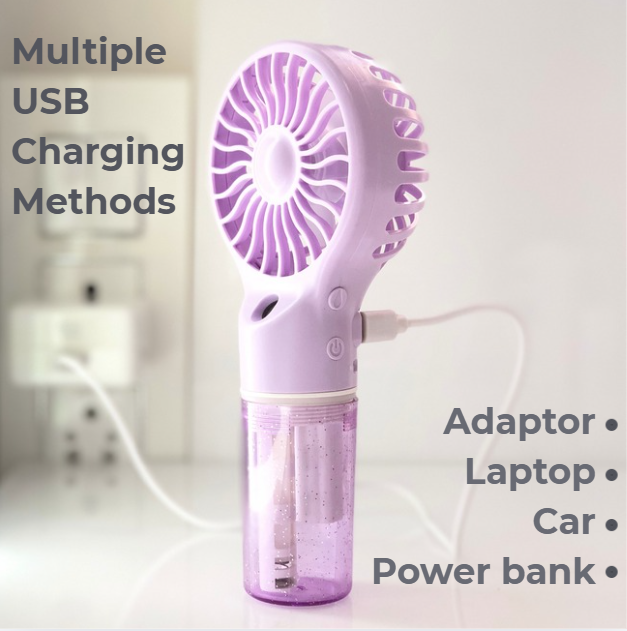 Rechargeable Handheld Mist Fan – Portable Mini USB Fan for Summer