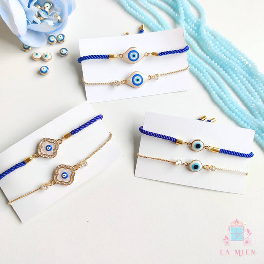 Bhaiya Bhabhi / Brother Sister Evil Eye Rakhi Bracelet Set