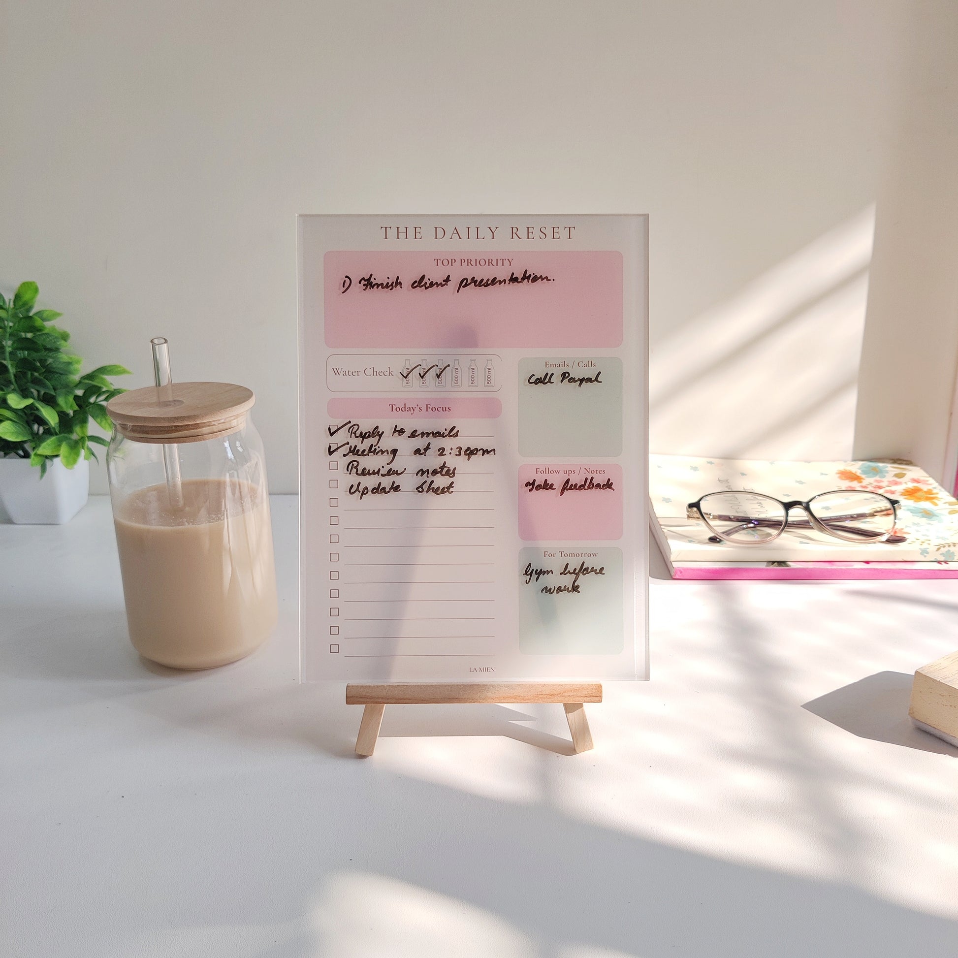 Minimal acrylic planner kit for everyday planning and productivity, perfect for work desks and personalised gifting.