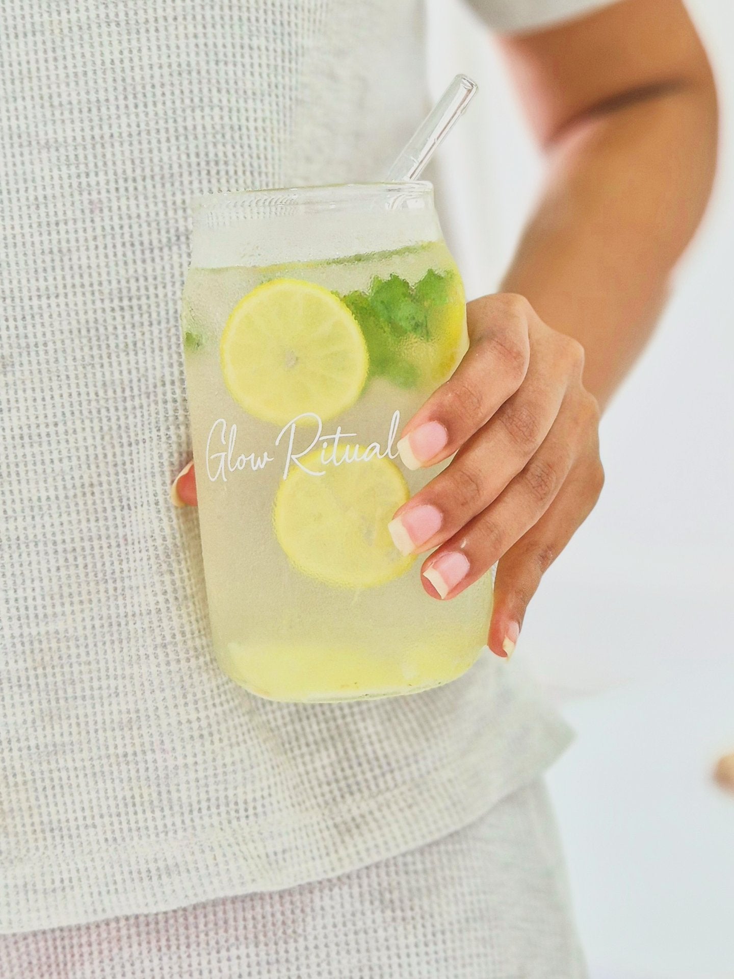 Glow Ritual - Can Glass Tumbler with Lid & Straw