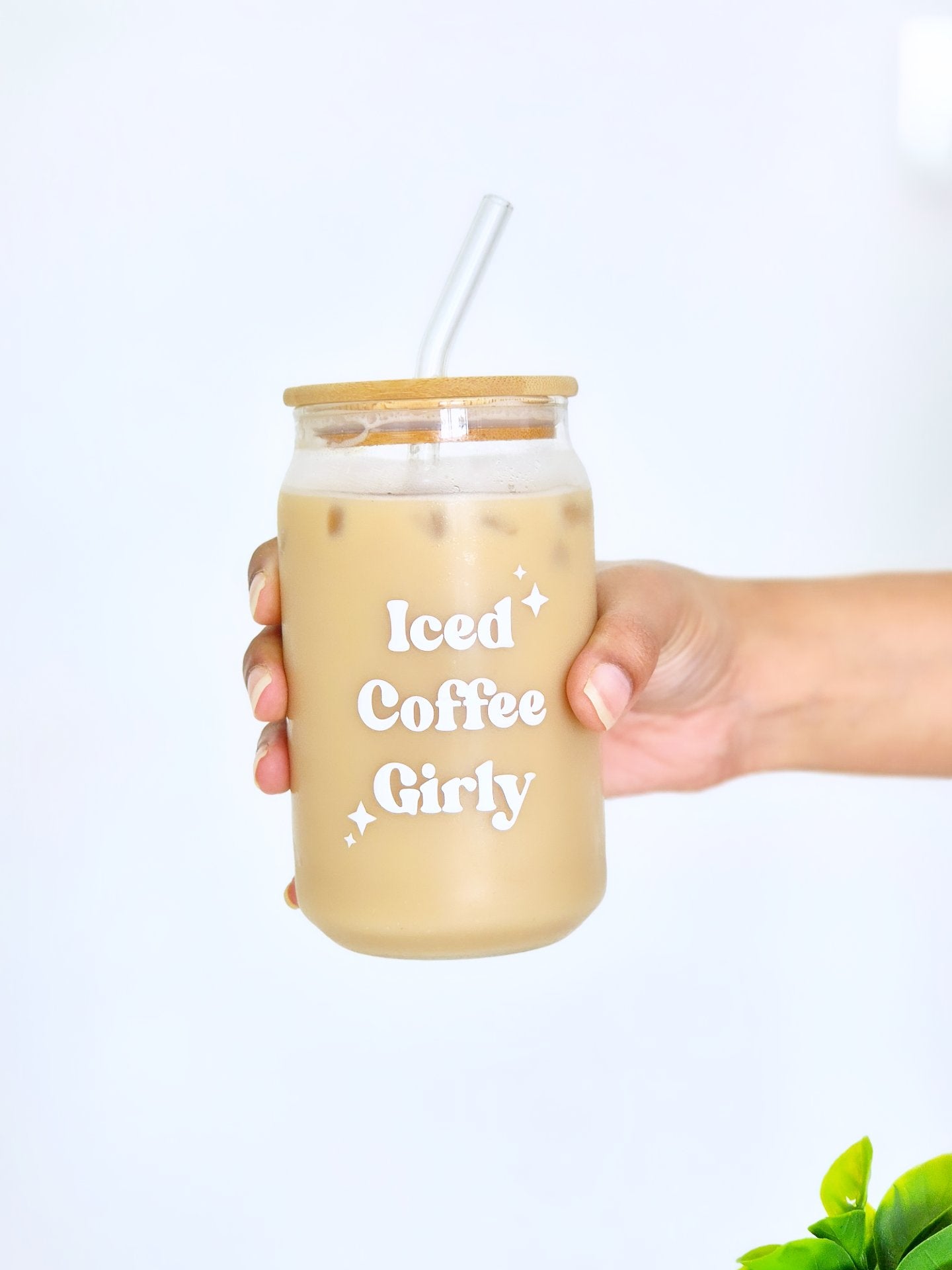 Iced Coffee Girly - Can Glass Tumbler with Lid & Straw