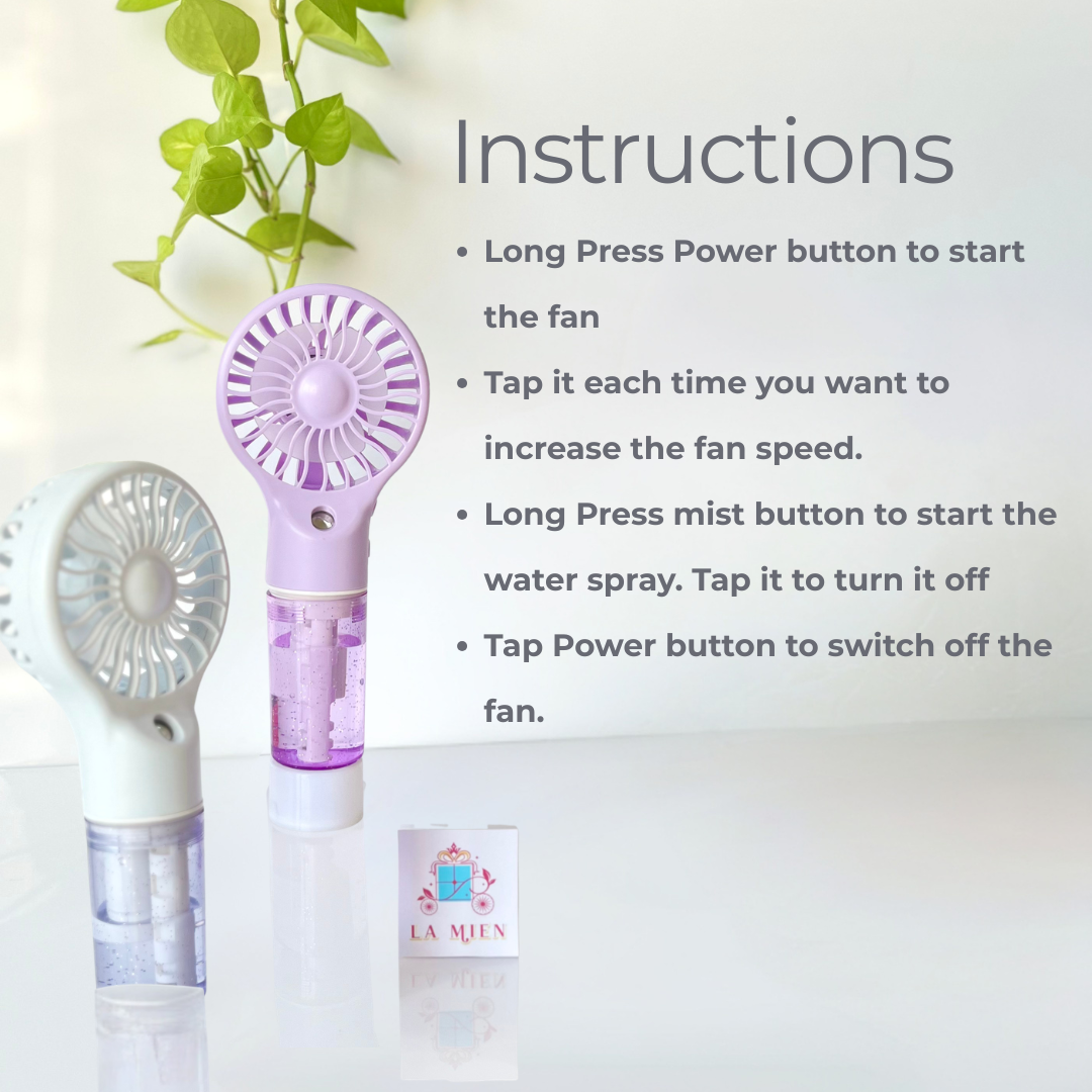 Rechargeable Handheld Mist Fan – Portable Mini USB Fan for Summer