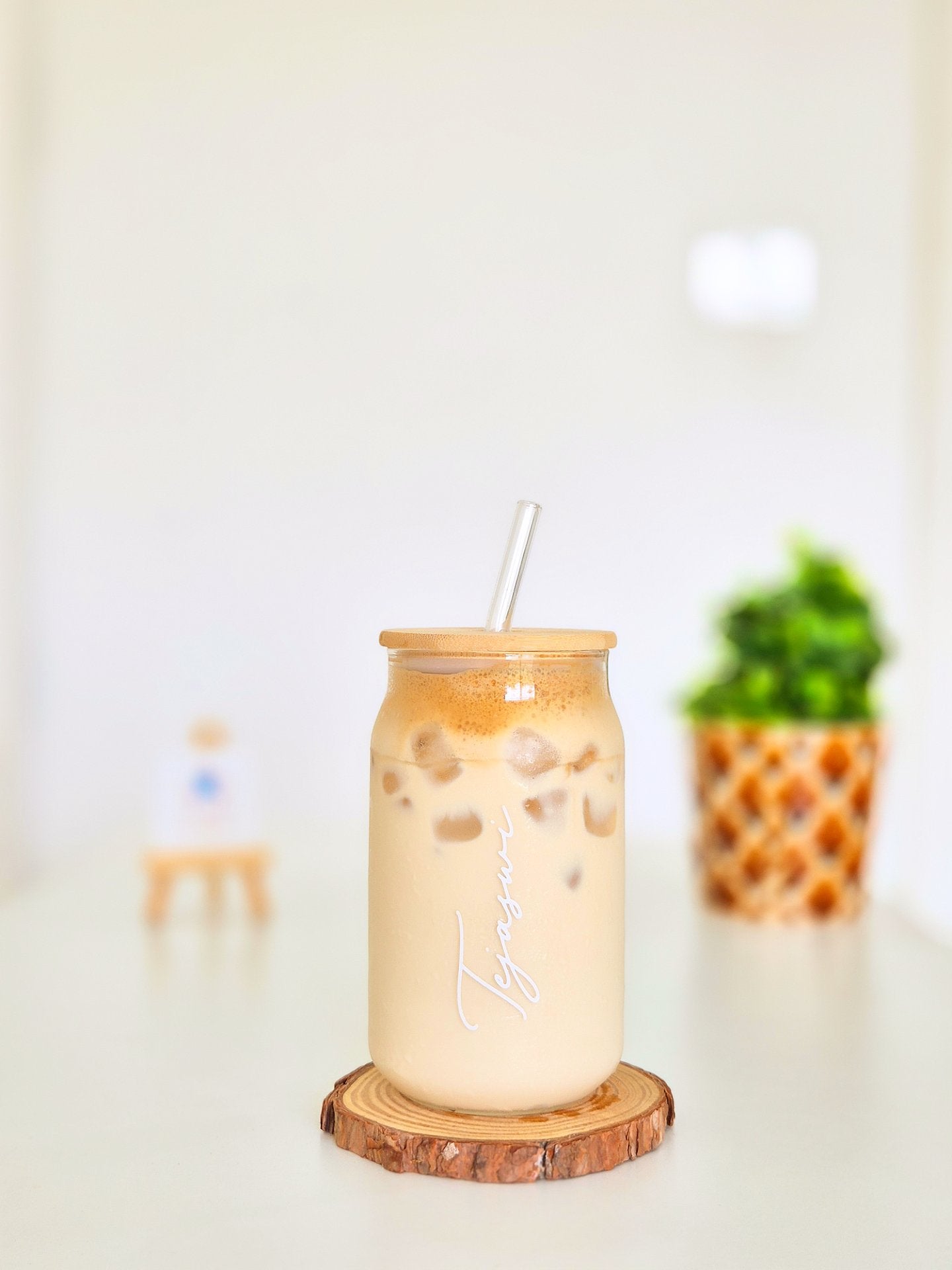 Personalized Can Glass Tumbler Lid & Straw