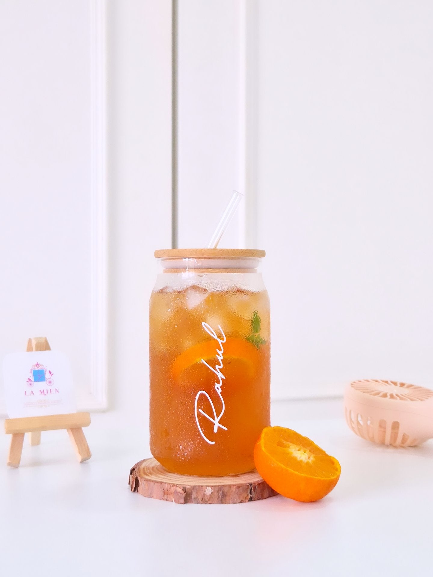 Personalized Can Glass Tumbler Lid & Straw
