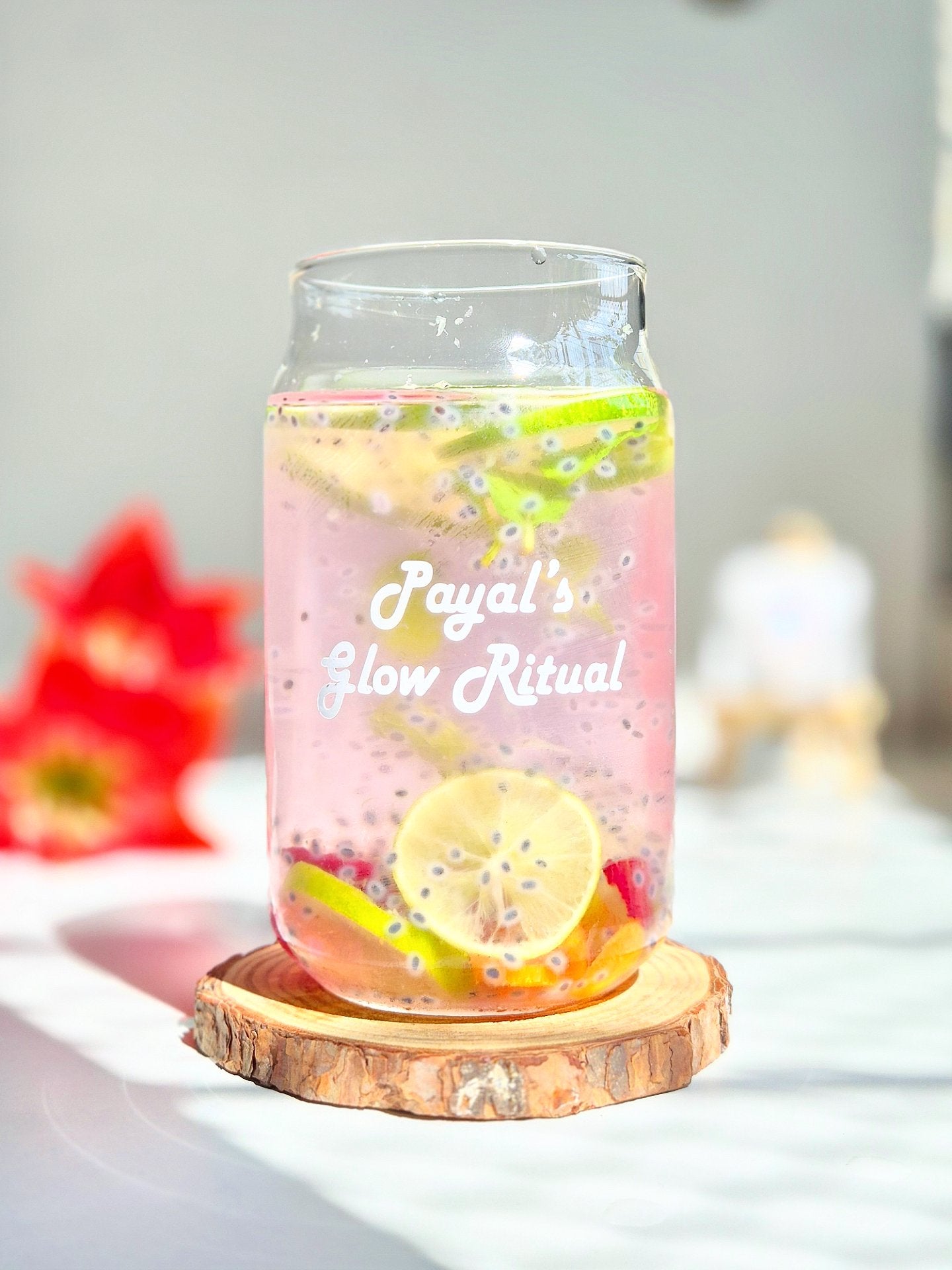 Personalized Glow Ritual - Can Glass Tumbler Lid & Straw