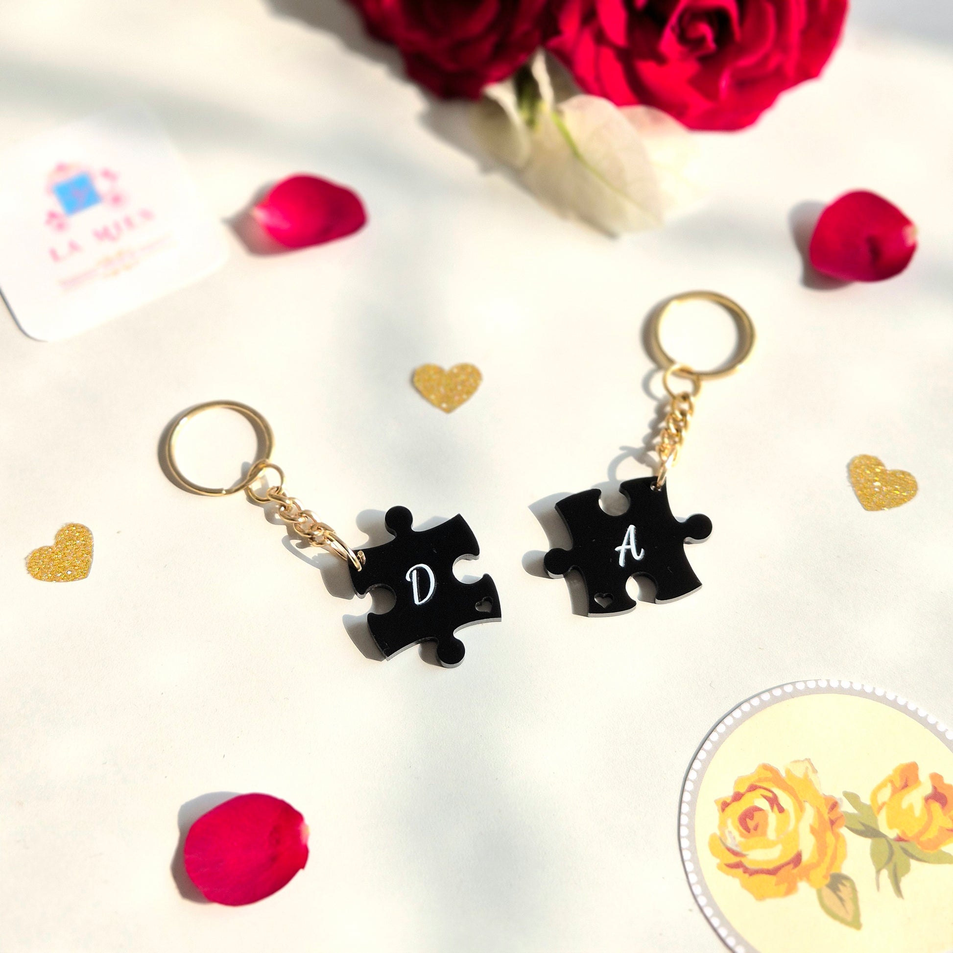 Personalised acrylic puzzle keychain, a cute and thoughtful Galentine gift for friends